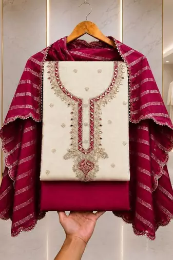 Embroidered Unstitched Dress Material