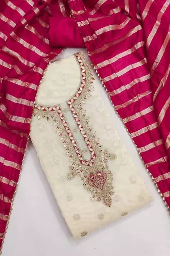 Embroidered Unstitched Dress Material