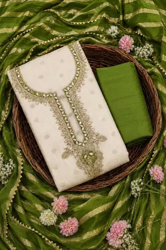 Embroidered Unstitched Dress Material