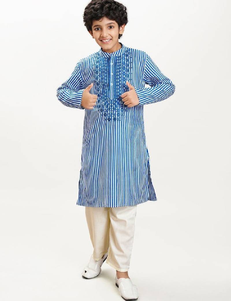 Boys striped pure cotton kurta with pyjama