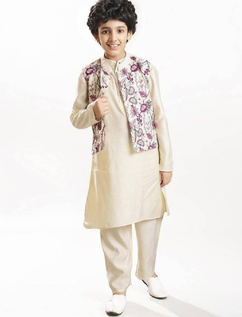 Boys regular kurta set with jacket