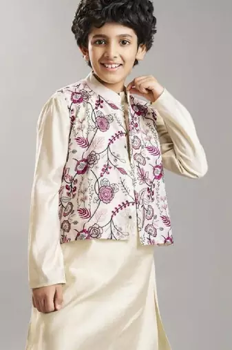 Boys regular kurta set with jacket