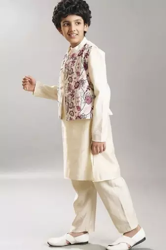 Boys regular kurta set with jacket