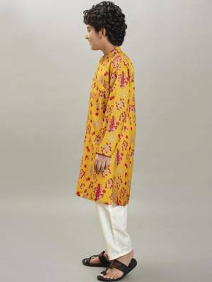Boys ethnic motifs printed kurta with pyjama 4