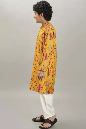 Boys ethnic motifs printed kurta with pyjama