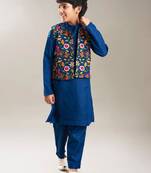 Boys solid kurta with pyjama & nehru jacket