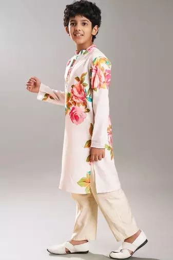 Boys floral printed kurta with pyjama