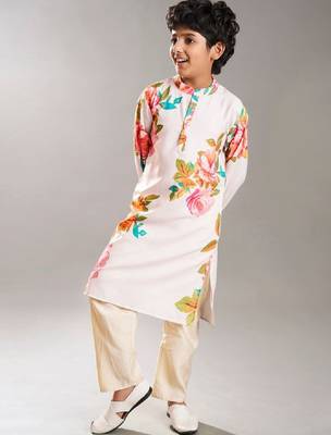 Boys floral printed regular kurta with pyjamas 4