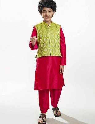 Boys solid kurta with pyjama & nehru jacket 1