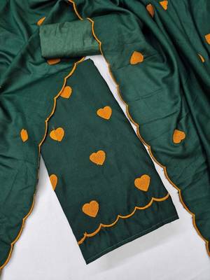 Embroidered Art Silk Unstitched Dress Material 2