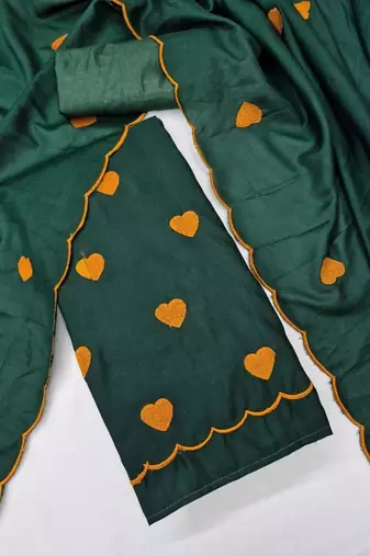 Embroidered Art Silk Unstitched Dress Material
