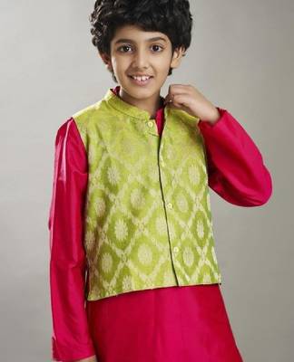 Boys solid kurta with pyjama & nehru jacket 2
