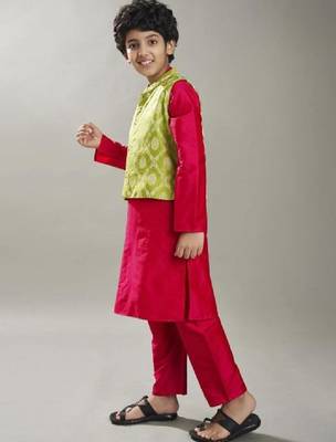 Boys solid kurta with pyjama & nehru jacket 3