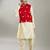 Boys geometric printed regular kurta set with a red embroidery jacket