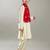 Boys geometric printed regular kurta set with a red embroidery jacket
