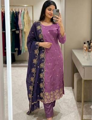 Embellished Unstitched Dress Material 2