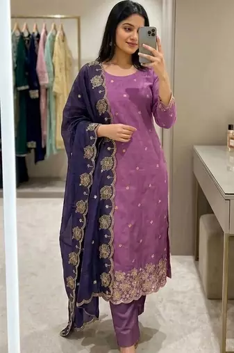 Embellished Unstitched Dress Material