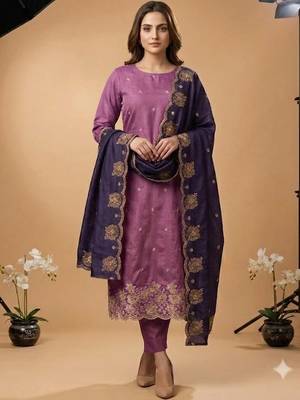 Embellished Unstitched Dress Material 5