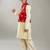 Boys geometric printed regular kurta set with a red embroidery jacket