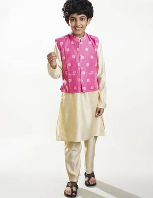 Boys mandarin collar kurta with pyjama & nehru jacket 1