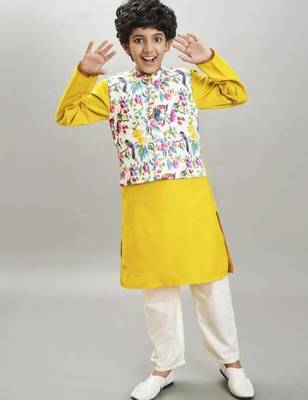 Boys regular kurta with pyjamas & jacket 1