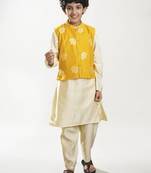 Boys solid kurta with pyjama & nehru jacket