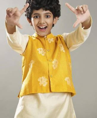 Boys floral printed kurta with pyjama & nehru jacket 2