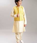 Boys mandarin collar kurta with pyjama & nehru jacket