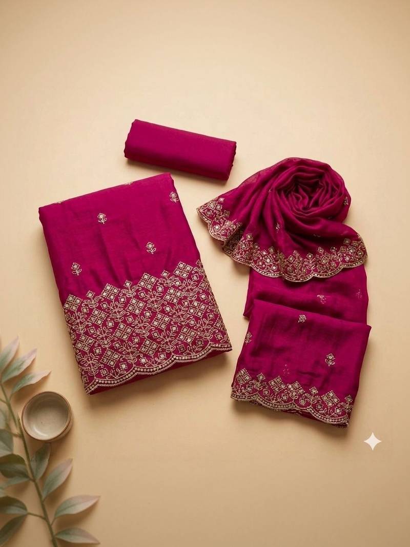 Embellished Unstitched Dress Material