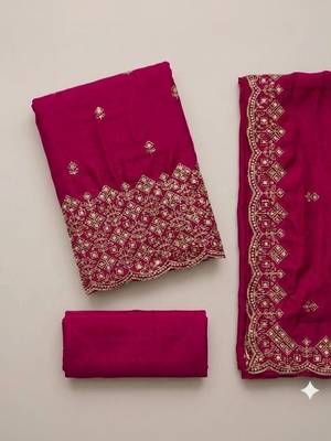 Embellished Unstitched Dress Material 4
