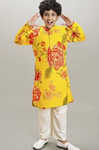 Boys floral printed kurta with pyjama