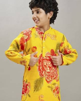 Boys floral printed kurta with pyjama 2