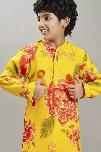 Boys floral printed kurta with pyjama
