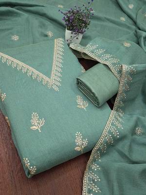Embroidered Art Silk Unstitched Dress Material 1