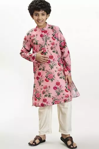 Boys floral printed kurta with pyjama