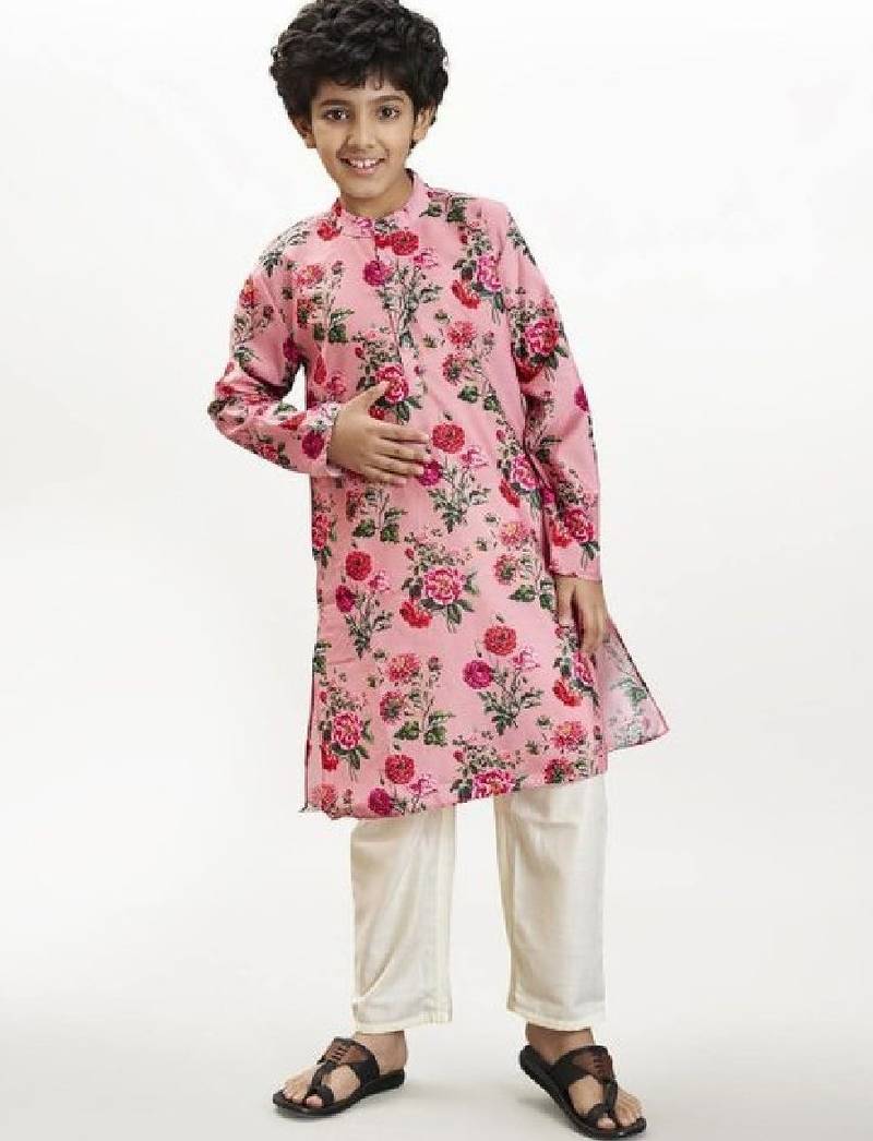 Boys floral printed kurta with pyjama