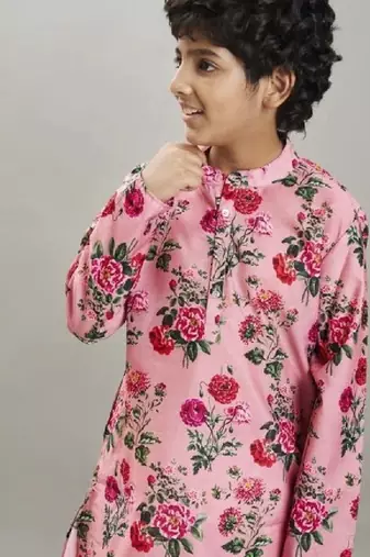 Boys floral printed kurta with pyjama