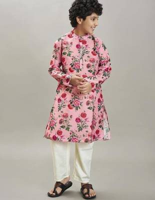 Boys floral printed kurta with pyjama 4
