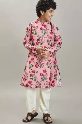 Boys floral printed kurta with pyjama