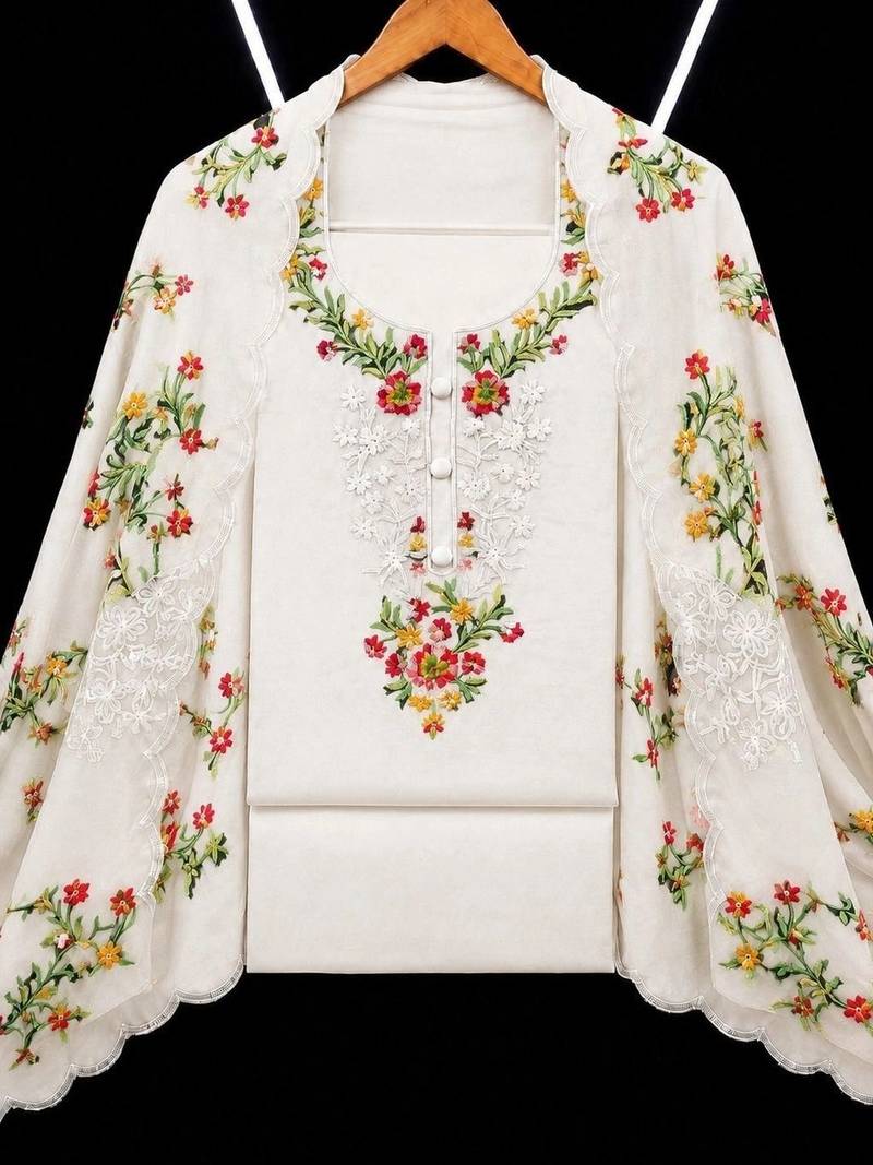 Embroidered Unstitched Dress Material