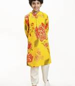 Boys floral printed mandarin collar kurta with pyjamas
