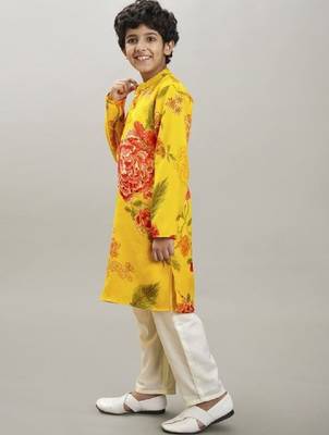 Boys floral printed mandarin collar kurta with pyjamas 3