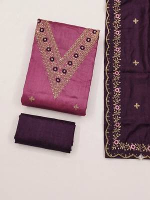 Embellished Unstitched Dress Material 4