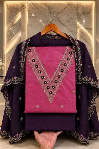 Embellished Unstitched Dress Material