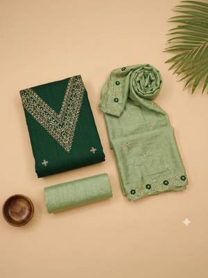 Embellished Unstitched Dress Material 3