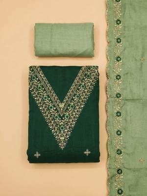 Embellished Unstitched Dress Material 5