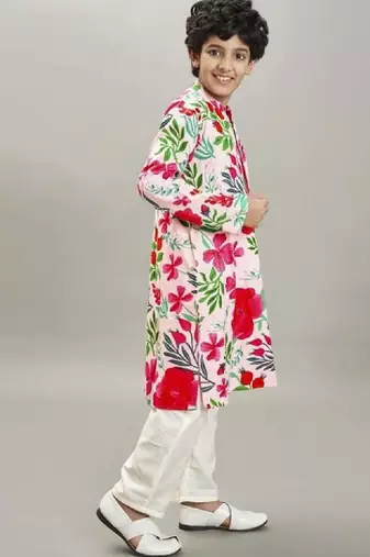 Boys floral printed kurta with pyjama