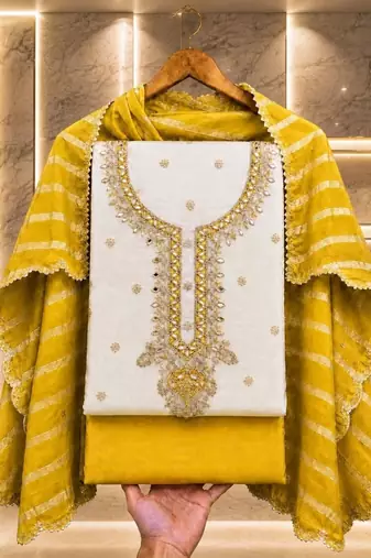 Embroidered Unstitched Dress Material
