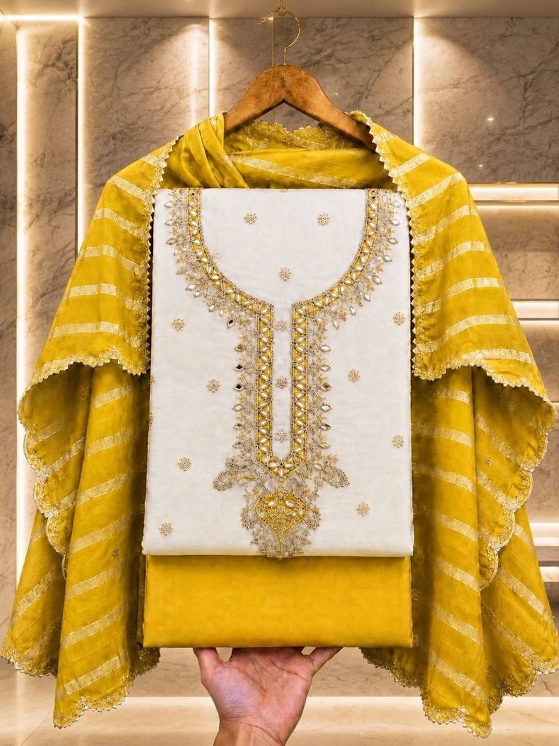Embroidered Unstitched Dress Material