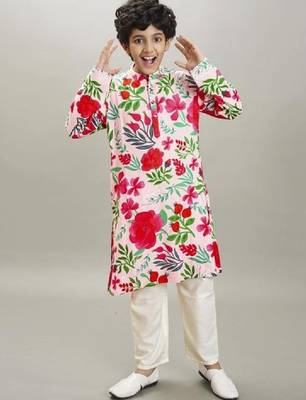 Boys floral printed kurta with pyjama 4